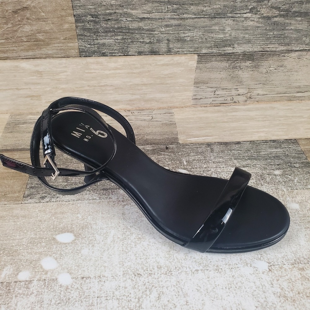 Mix No. 6 Tayla‎ Womens Sandal Sz 9 W Black Patent Adjustable Strap Heel